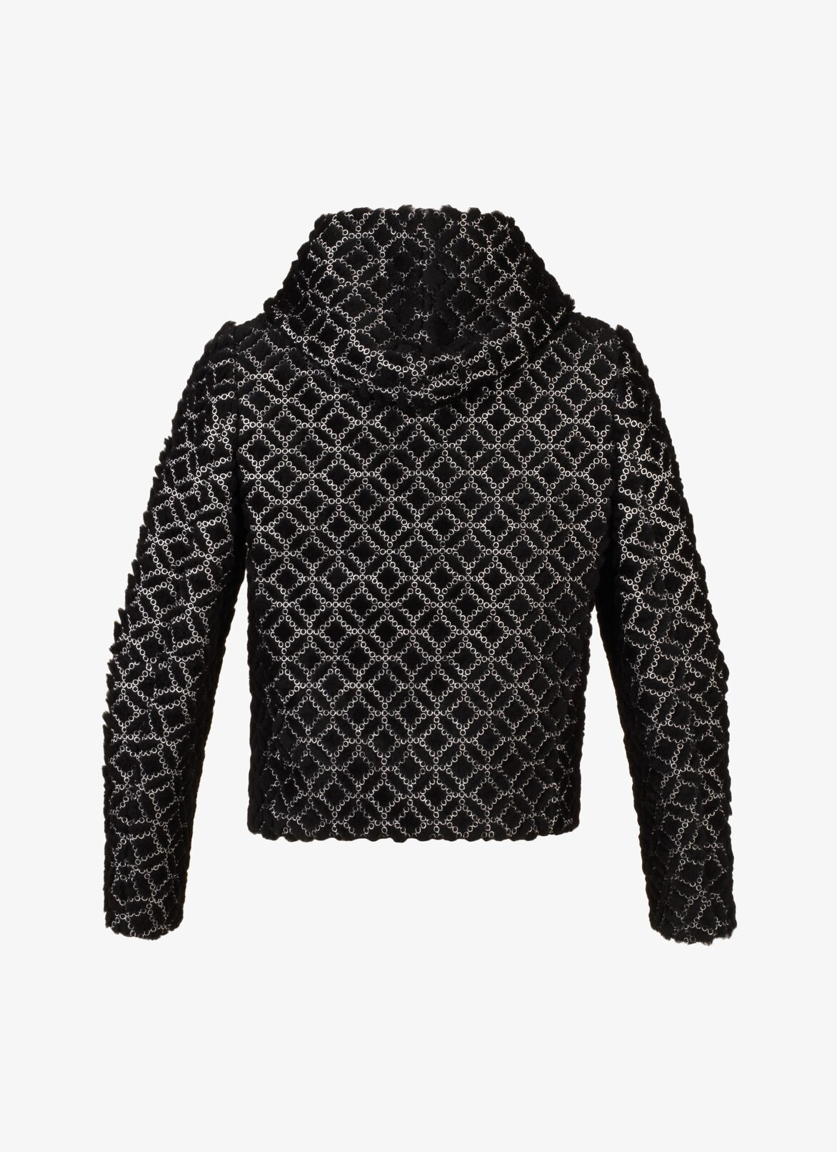 Embroidered Hooded Jacket ALAÏA BLACK/WHITE EMBROIDERED HOODED JACKET